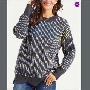 Unique Gray and Pastel Rainbow Cozy Sweater 🌈